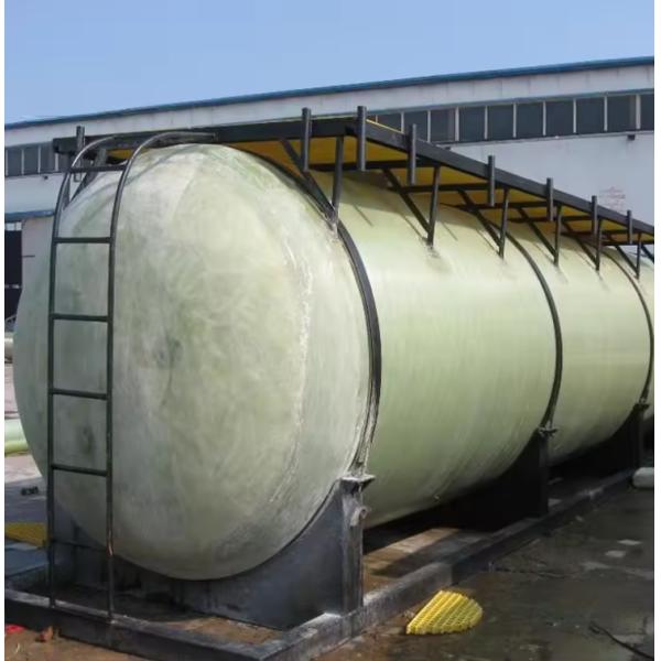 Tanque de almacenamiento de FRP horizontal Contenedor de fibra de vidrio para agua aceite gasolina ácido alcalino de China Producto directo de fábrica