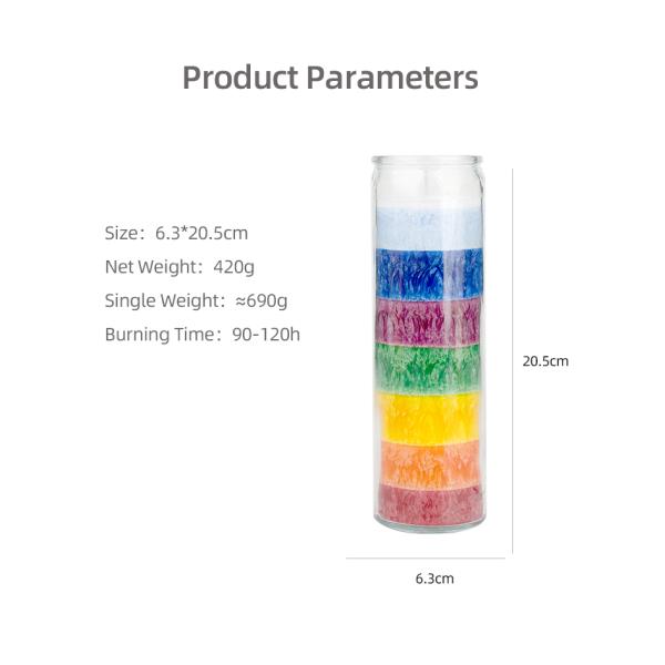 Glass Jar Scented Rainbow 7 Day Prayer Chakra Candles