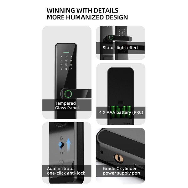 YAGU NEO TTlock Digital Lock for Home Biometric Fingerprint Intelligent Gate 3d Face Recognition Smart Door Lock With Camera