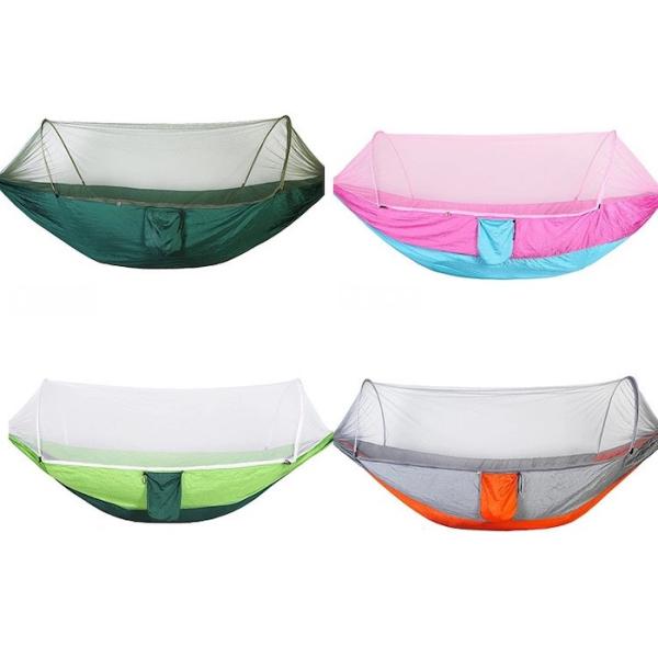 Автоматическое быстрое открытие Легкий армейский зеленый 210T нейлоновый гамак 250 * 120 см с москитными сетями для кемпинга на открытом воздухе