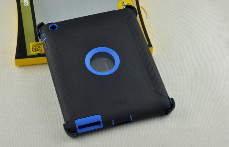 Outerbox Ipad Hard Shell Cover , 3 Layers TPE Black / Blue Protective Cover