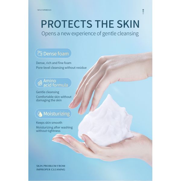 Private Label Cosmetics Organic Amino Acid Face Cleanser Oil Control Skin Care Smoothing Face Wash Amino Acid Facial Cleanser