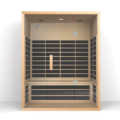 Family 3 Person Red Cedar Far Infrared Sauna With 8mm Tempered Glass Door