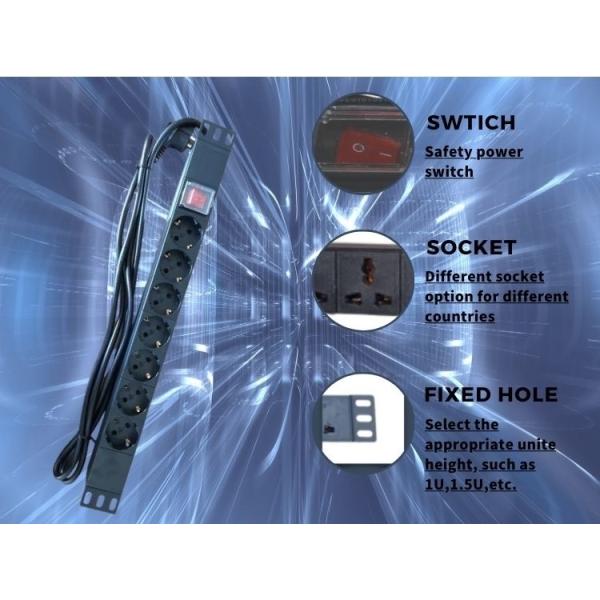 250V Smart Meter C19 PDU Socket for Custom Cabinet Server Rack Power Distribution Unit