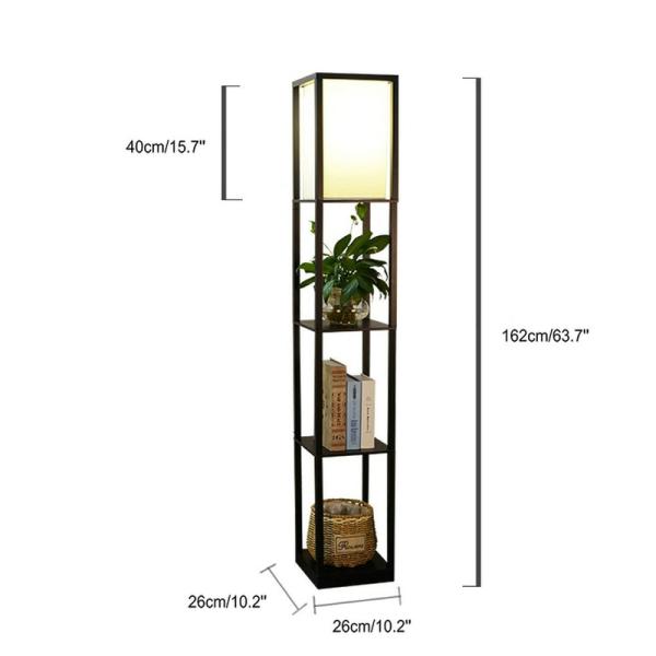 Modern LED Decorative Wooden Loft Floor Lamp Black White shelf floor lamp(WH-MFL-113)