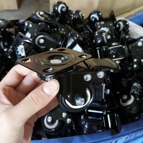 2 Inch Black PVC Wheel Soft Swivel Plate Casters Of Light Duty For Furniture