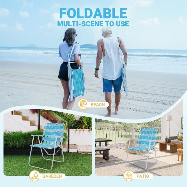 Lawn Beach Chair, Portable Aluminum Dual-Purpose 5-Position Adjustable Durable Folding Beach Chair