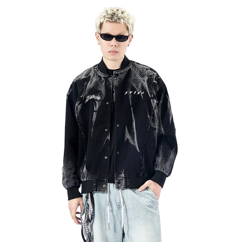 Ribbed Hem Black Ribbed Hem Long Sleeve varsity jacket wholesale distributor Casual Style Office/Commute Custom (YY-25929)