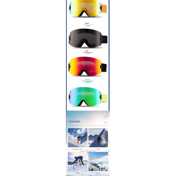 Masque de ski HD extérieur, cylindrique, magnétique, pour snowboard, double couche, antibuée