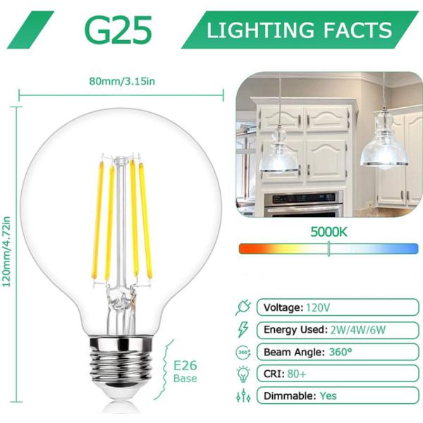 шарик нити СИД G80 Dimmable шарика глобуса 8W E27 дополнительный большой винтажный выглядя светлый