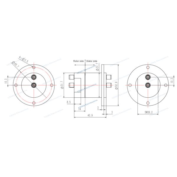 2 Channels RF Rotary Joint with Frequency Range DC-4.5GHz for Radar Antanna