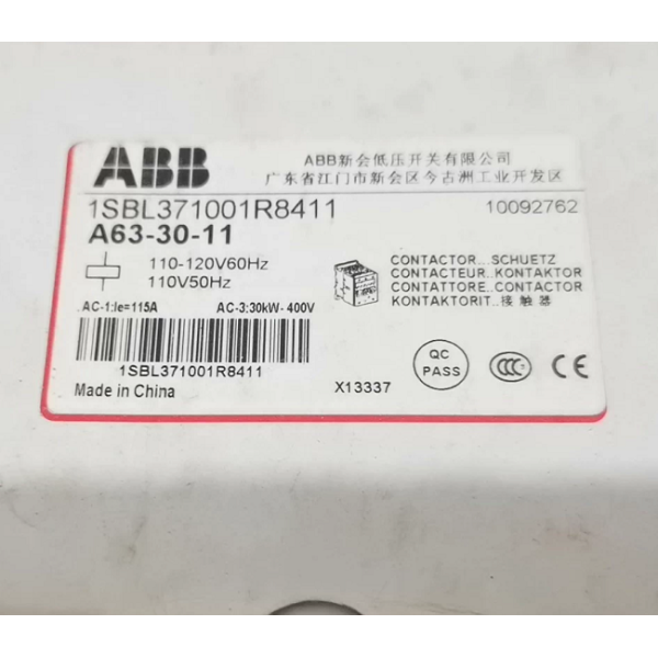 A50-30-11 ABB Contactor For Industrial Motor Control And Power Switching Systems