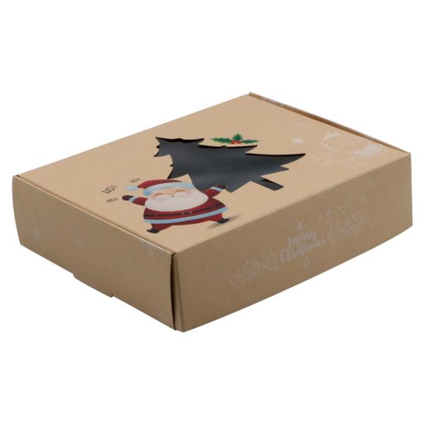 Печенье рождества кладет коробку в коробку пекарни подарочных коробок донута с ясным окном, дизайнами праздника снеговика Санта с лентами