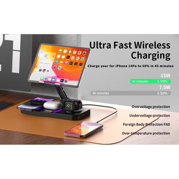 3 In 1 Wireless Charger Dock Station Max 15W Fast Charging Wireless For I Series Wireless Device
