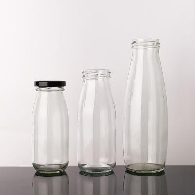 Amostra grátis 100Ml 200Ml 350Ml Pasteurization Cold Brew Tea Milk Glass Bottles With Metal Lid