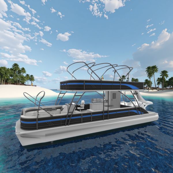 Double Decker Pontoon Boat with 3.0m Width Under-seat Storage and Various Color Options