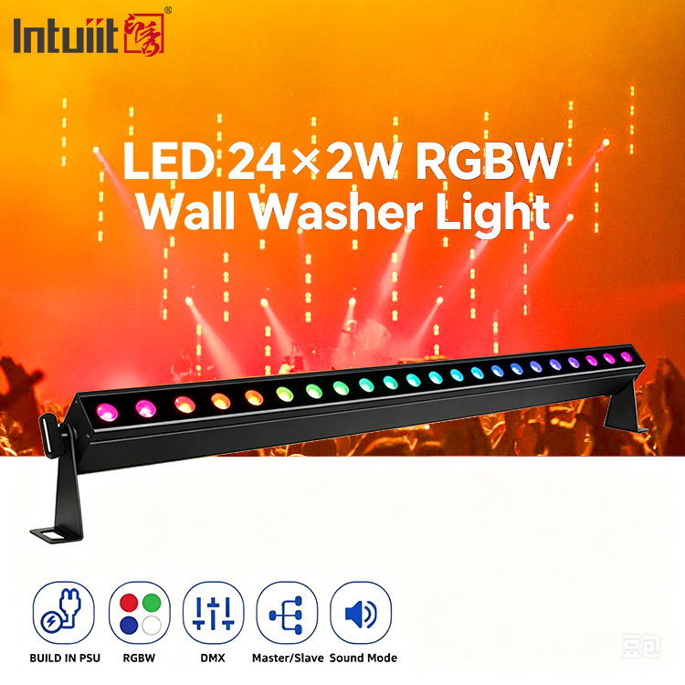 Indoor Linear LED Wall Washer Bar | 24x2W RGBW 4-in-1, DMX512 Wash Light for Theaters, Museums & Exhibitions