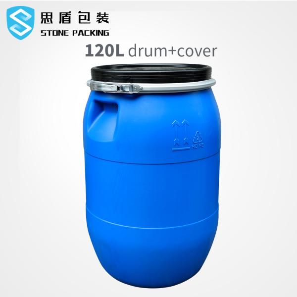 Round Plastic HDPE 100% 120l Blue Chemical Barrel Open Top