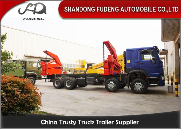 20 Feet Side Lifting Container Trailer Truck , XCMG 37 Ton Crane With Slide