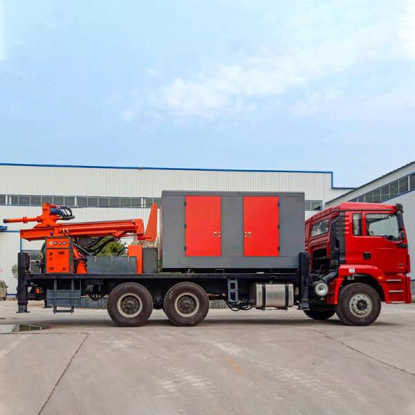 Equipamento de perfuração para poço de água montado em caminhão Equipamento de perfuração pneumático para poço profundo Equipamento de perfuração grande com compressor de ar