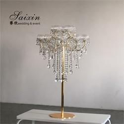 ZT-325G Latest Design Gold Crystal Candelabra Wedding Table Decoration Centerpiece For 15 Arms