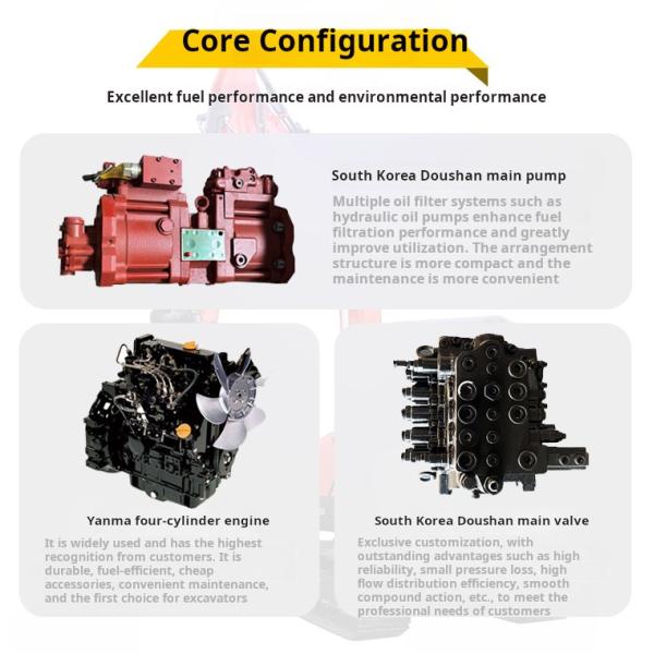 Excavadora de motor Yanmar, trituradora de montanha, gancho, escavadora multifuncional