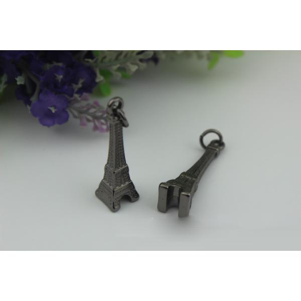 Luggage hardware accessories Paris Tower shape 50mm length gold pendant metal buckle zipper tag