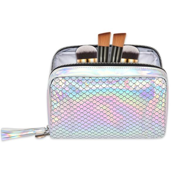 Bolsa cosmética de lujo de gran tamaño de cuero de lujo 20X7X14CM