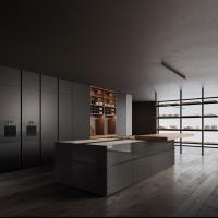 Conception minimaliste personnalisée à l'épreuve des termites Durable Black Egger Board Projet d'armoire de cuisine pour entrepreneurs