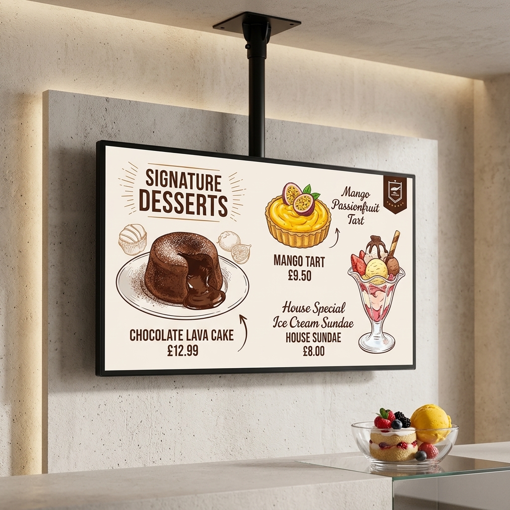 32 Inch Digital Menu Board with Cloud CMS Management and Multi Screen Sync for Dynamic Menu Updates