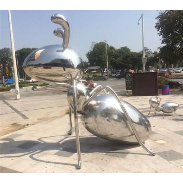 Polished Metal Animal Sculptures Ant Sculpture Stainless Steel For Plaza Decoration