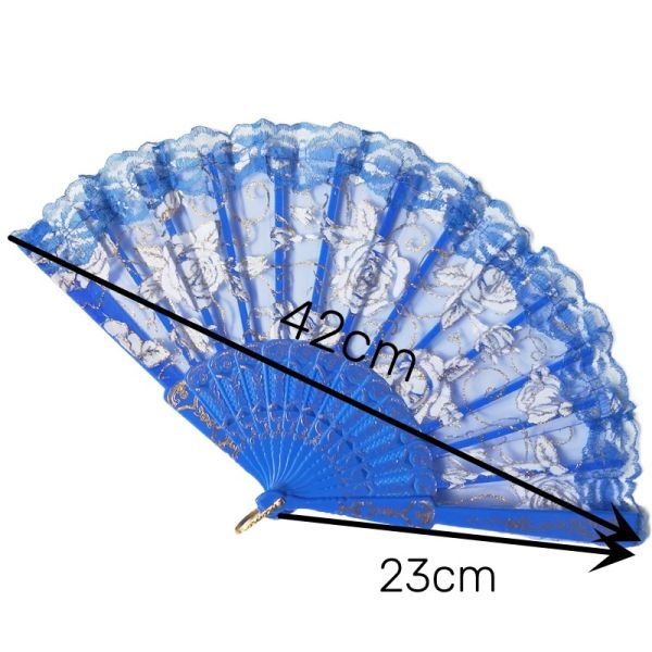 Spanish Translucent Lace Rose Fan Gilded Wing Chun Dance Fan European Style Fabric Silk Folding Hand Fan