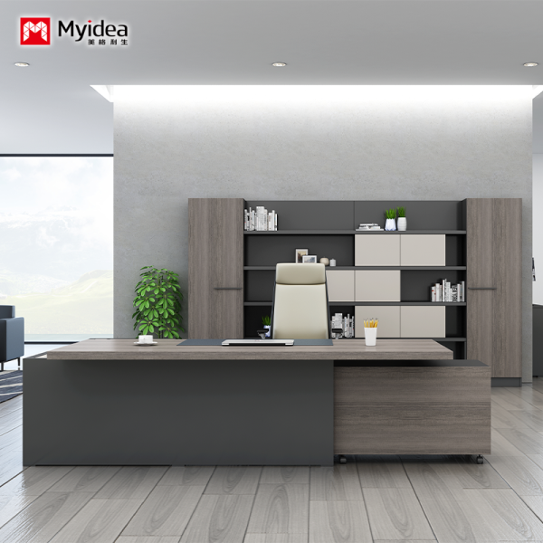 customization Office Manager Supervisor Desk L-shaped Independent Office Desk with Cabinet Concealed Wire Box Manager Desk