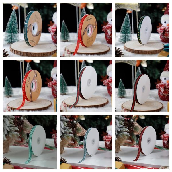 1cm*45m Chritsmas Printed Ribbon For Gift Packing And Garment Accessories