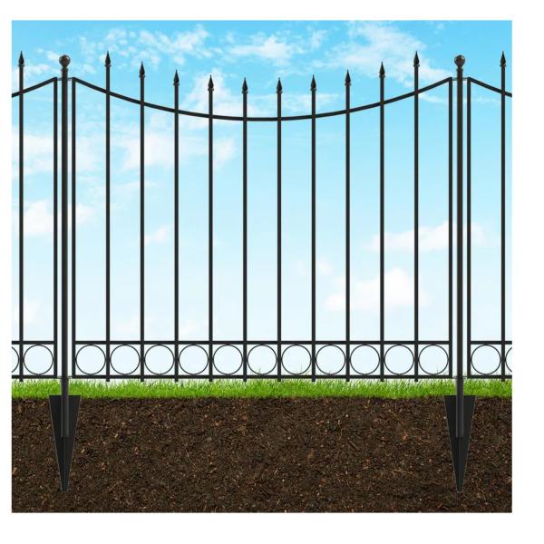Beaumont 3 Rail Tubular Metal Fence 40.4 In. H X 49.6 In. W Black Steel