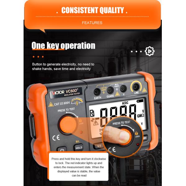 VICTOR 60D+ дисплеи в 2000 цифр интеллектуальный микроизоляционный тестер короткое замыкание измерения тока более 1 мА