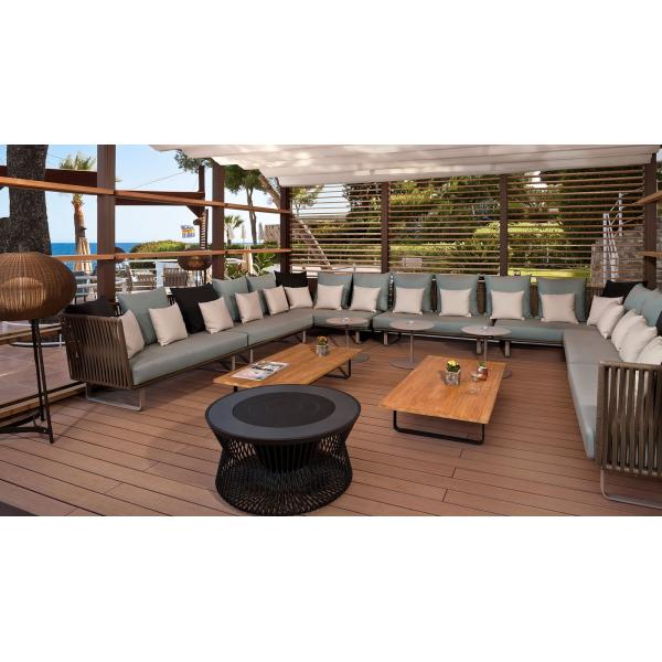 Garden Aluminum Frame Belt 200*70*73 Rope Patio Furniture 3 Seater Garden Rattan Sofa