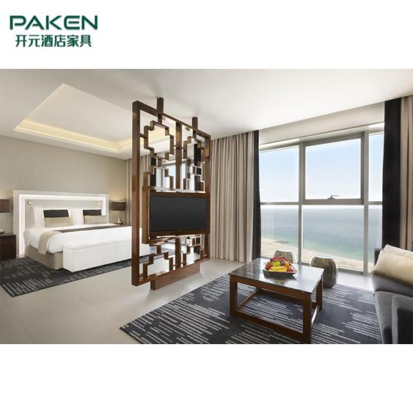 Full Set Tan And White Color Luxury Hotel Bedroom Furniture