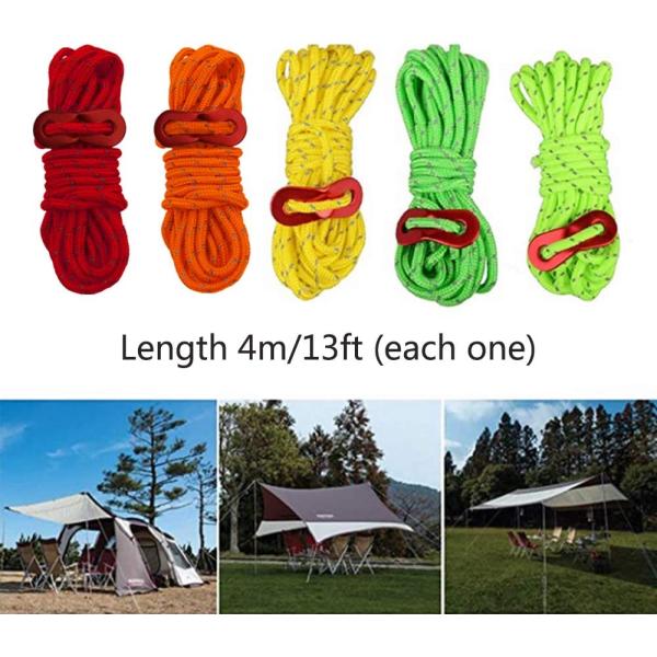 100 Foot Reflective Tent Rope Nylon Cord UV Resistant For Camping Tent
