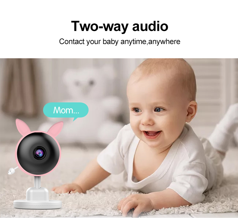 Smart Baby Pet Monitor With Camera and Audio  2.8 Inch Screen 4X Zoom Sleep Surveillance IR Night Vision Two-Way Audio(Pink)