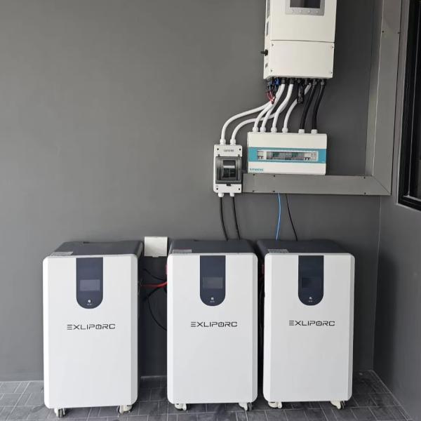 EXLIPORC 51.2V LiFePO4 Solar Battery Pack 15KWH 30KWH Hybrid Grid Wall-Mounted/Floor-Mounted System 300AH 600AH ESS Home Energy