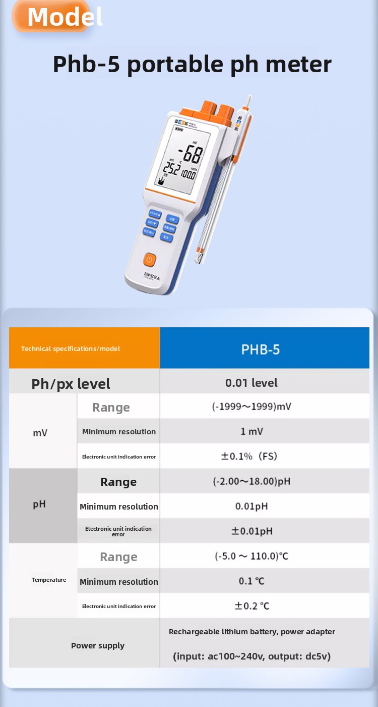 PHS-25 Precision Desktop Digital Acidity Meter pH Tester Portable Laboratory Use Made in Mainland China