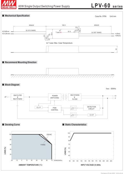 Meanwell 60w 12v Luz LED Fornecedores de energia de baixa tensão LPV-60-12