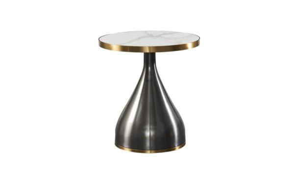 Ethereal Oasis Nordic Side Table , Stainless Steel Marble Ceramic Coffee Table