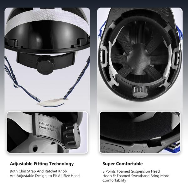 Construction Black Work Helmet ABS Shell 4/6 Points 9 colors CE EN397