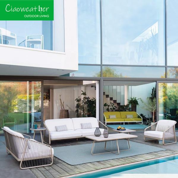 Outdoor Garden Patio Furniture Dining Room Rattan Sectionals Seater Sofas Set Modern Design and Water-Resistant Cushions