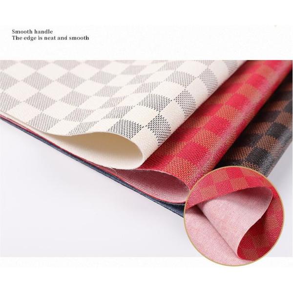Printed PVC Leather For Bags Mixed Color Checkerboard Faux Leather Fabric