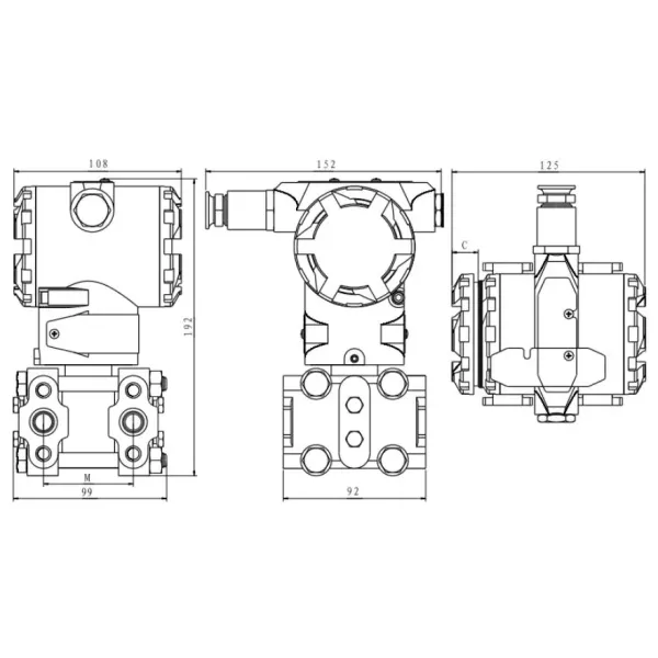 Hengtong RS485 Digital Differential Pressure Transmitter IP67 Capacitive Pressure Sensor 0.3-10000psi