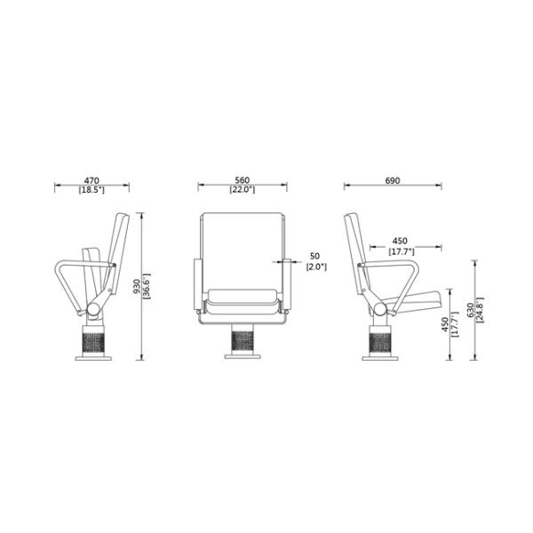 Высокие жизнерадостные посадочные места театра аудитории пены УА-6222 с стальным структурным деревянным финишем облицовки