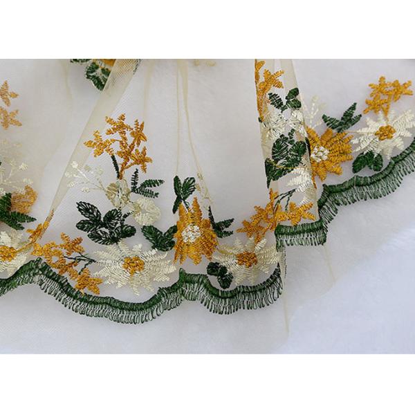 Las conchas de peregrino florales coloreadas multi atan la tela para los vestidos de noche/la tela bordada del cordón de Tulle